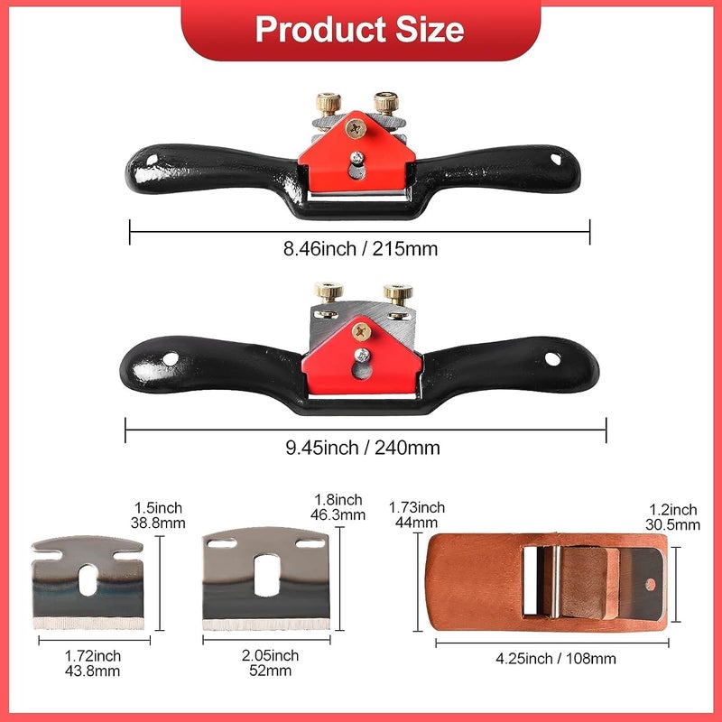 Klmnduo Adjustable Spokeshave Set - 2pcs Spokeshave, 6pcs Metal Blade, Portable Woodworking Planes and 4-Way Wood Rasp File, Perfect for Wood Craft and Woodworking - Image 4